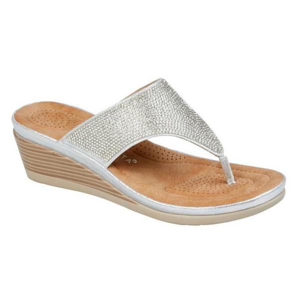 Cipriata Womens/Ladies Sandra Sparkle Diamante Wedge Sandals - Silver - 