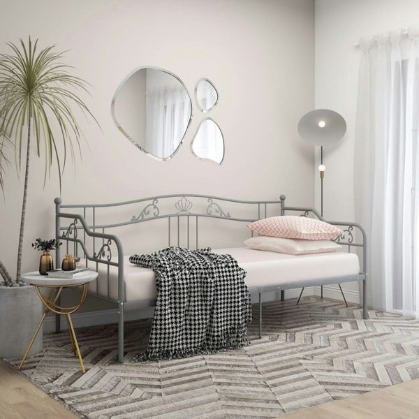 Berkfield Sofa Bed Frame Grey Metal 90x200 cm