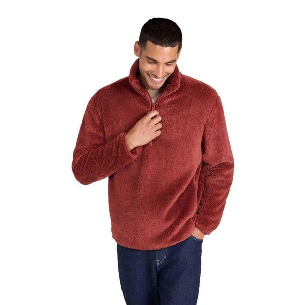 Animal Mens Teddy Fleece Half Zip Jacket - Red - 