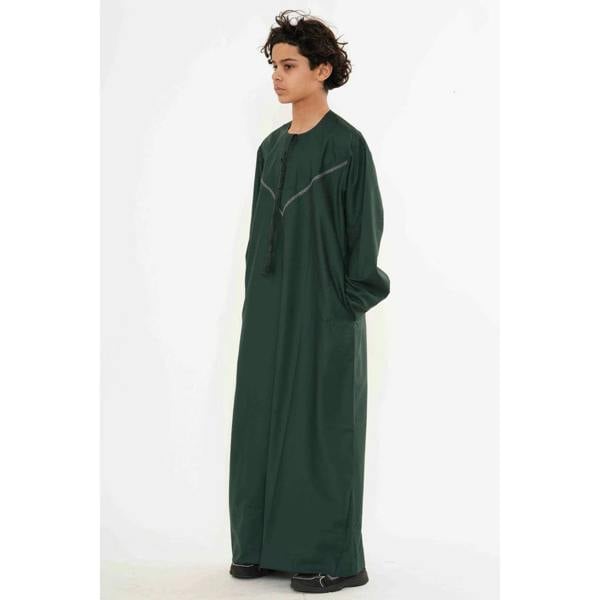 HM10 - Boy's Thobe Emirati Omani Zipped Jubba - Green - Thobez - 13