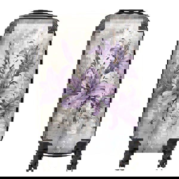Warren Reed Purple Lilies In Bloom Suitcase
