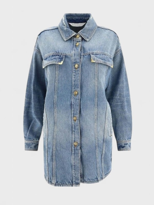 Palm Angels Washed Logo Denim Overshirt Blue - Supplied FashionPalm Angels
