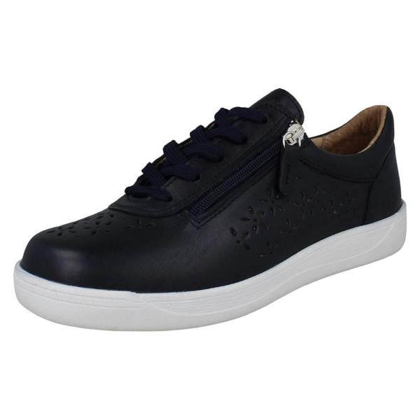 DB Shoes Ladies DB Shoes Floral Cut Out Leather Trainers Kaunas