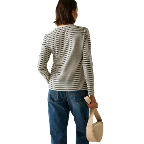 Regatta Womens Federica Stripe Long-Sleeved T-Shirt - Light Vanilla/Navy - Light Vanilla/Navy - 60% Cotton/40% Polyester