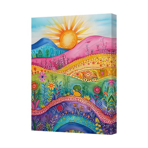 Benjamin Tate Design Colorful Abstract Landscape Canvas Wall Art Print Handmade in UK