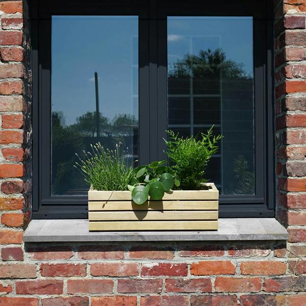 Cerland Horizon Garden Slatted Wooden Planter 59cm x 19cm Window Shelf Trough