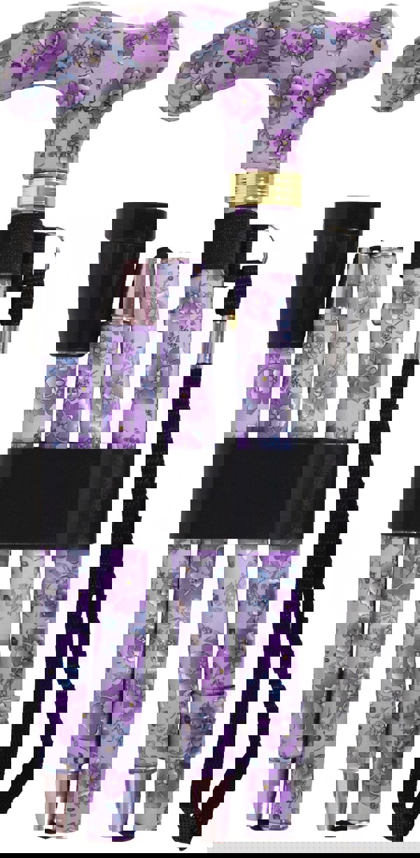 Aidapt Folding Walking Stick Purple Blossom