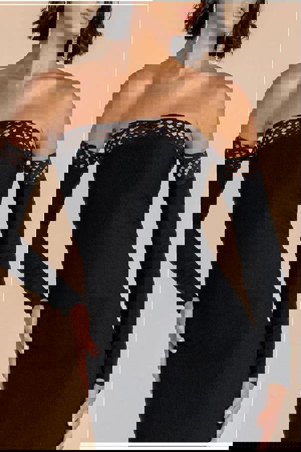 Boobtube Ribbed Midi Dress With Split - Black DR4186