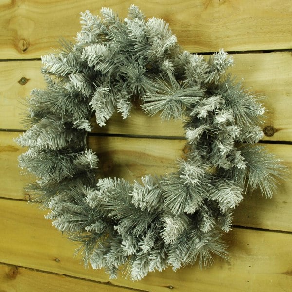 Samuel Alexander 50cm Premier Snow Tipped Silver Christmas Glitter Door Wreath Decoration