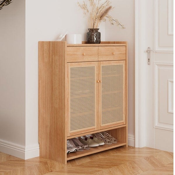 Ingrid Rattan Shoe Storage, Rubber Wood-Rit Concept-Rit Concept