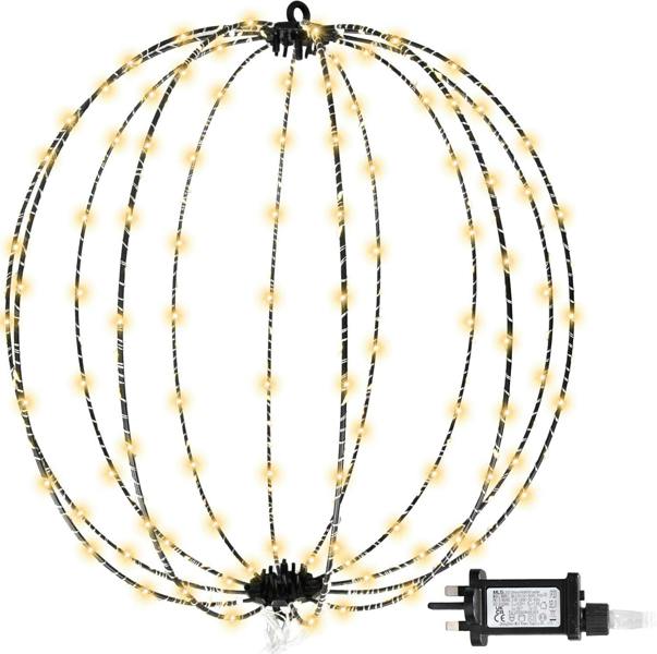 Warm White LED Foldable 3D Christmas Sphere Lights in Sizes 40cm, 50cm and 60cm image 1