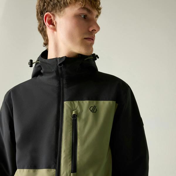 Dare 2B Mens Halfpipe IV Colour Block Ski Jacket - Black/Martini Olive - 