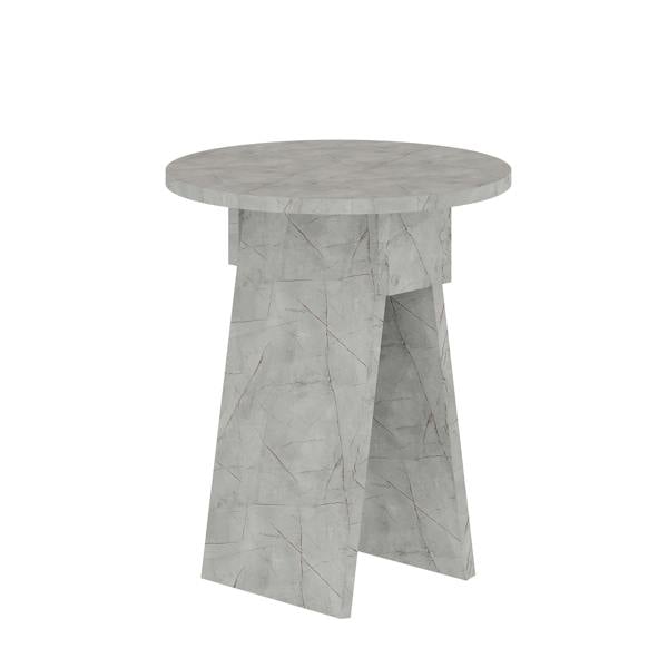 Decortie Modern Chen Side Table Round Shape Particle Board 2 Legs Coffee Table 42(W)x42(D)x50(H) cm