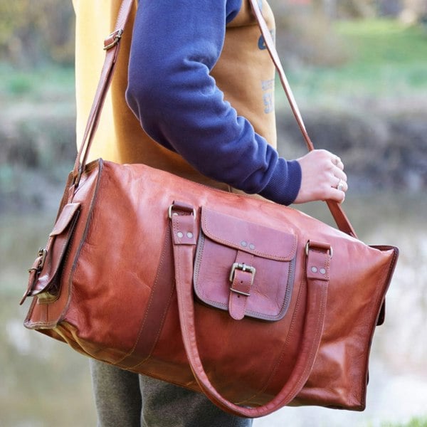 Paper High Brown Leather Holdall