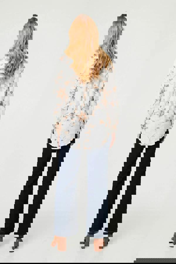 White | Floral Textured Long Sleeve Shirt