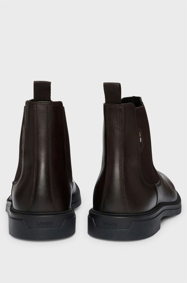 Boss Calev Chelsea Leather Men's Boots - Dark Brown