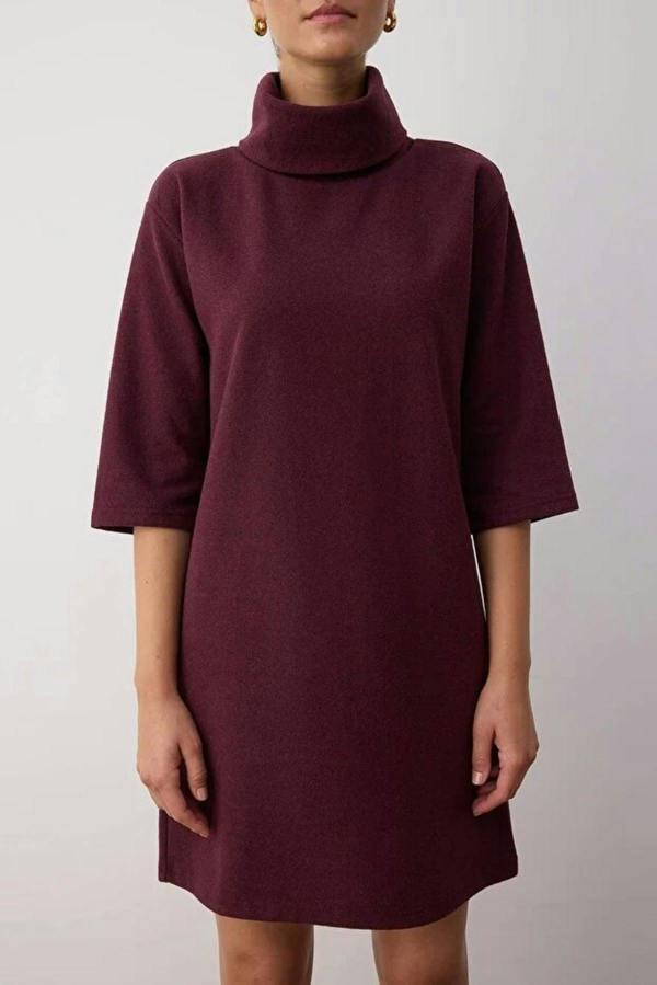 WOVCOR Turtleneck Long Sleeve Knit Mini Dress