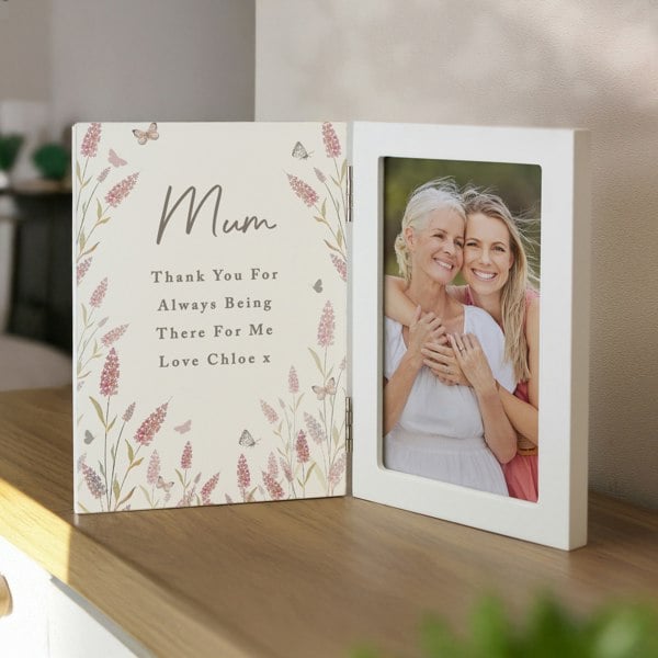 Personalised Memento Company Personalised Floral Wooden Hinged 6x4 Photo Frame