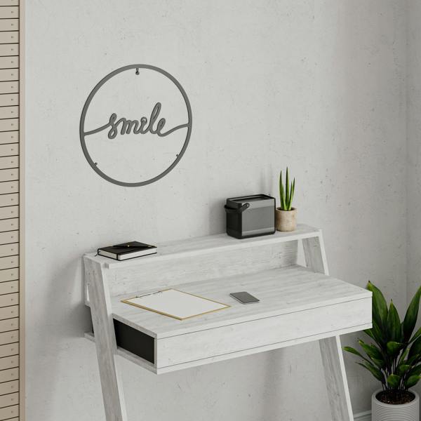 Decortie Modern Metal Wall Art Smile Theme Home Ornament Decorative Minimalist Design Hanging Wall Sculpture, Black
