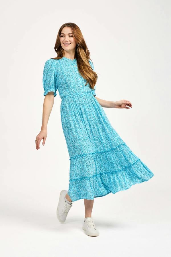 Mudflower Ditsy Print Button Up Ruffled Dress