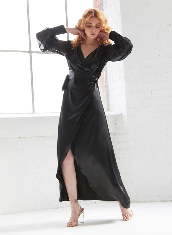 wrap dress in black