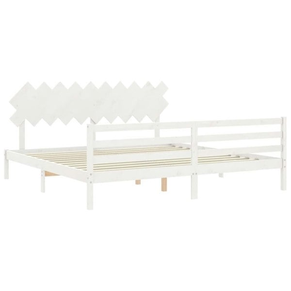 Berkfield Bed Frame with Headboard White 200x200 cm Solid Wood
