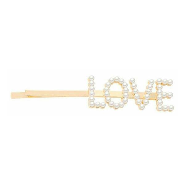 Aquarius Pearl Words Hairpin Love Letter Statement Hair Clip Fashion Accessory Gold