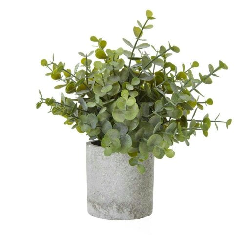 Hill Interiors Button Eucalyptus Artificial Plant - Green - 22cm - Green - 100% Mixed