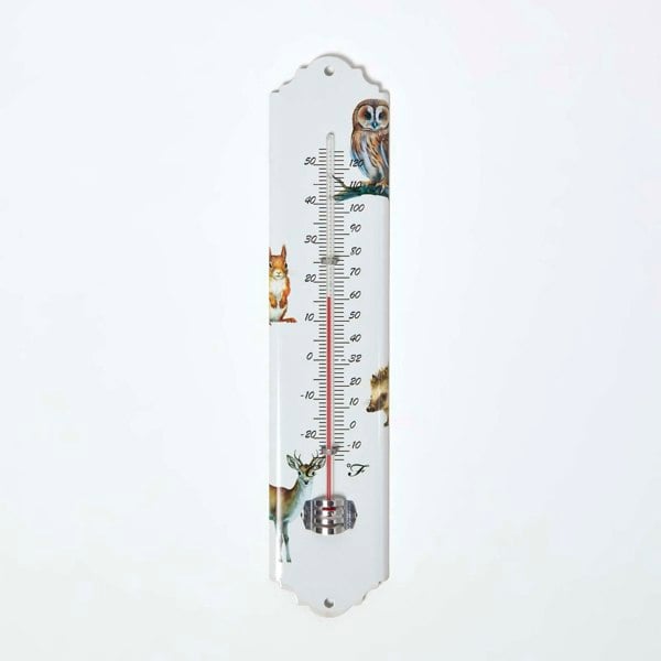 HOMESCAPES Outdoor Thermometer with Woodland Animal Design