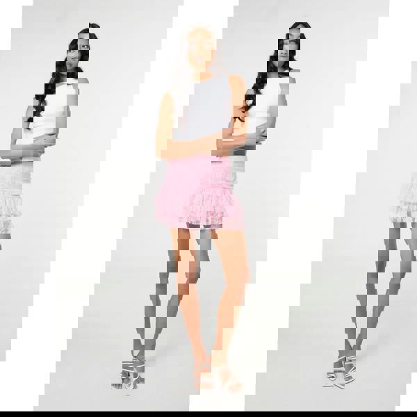 Pink Vanilla Lace Ruffle Mini Skirt