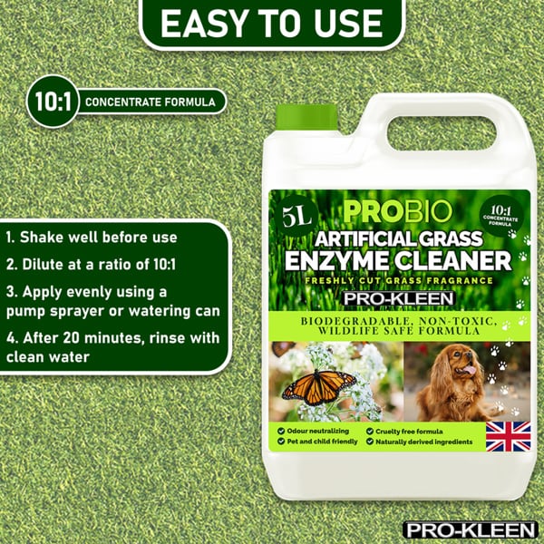 ProKleen Pro-Kleen ProBio Artificial Grass Cleaner Probiotic Based Deodoriser Odour Eliminator Floral 5L