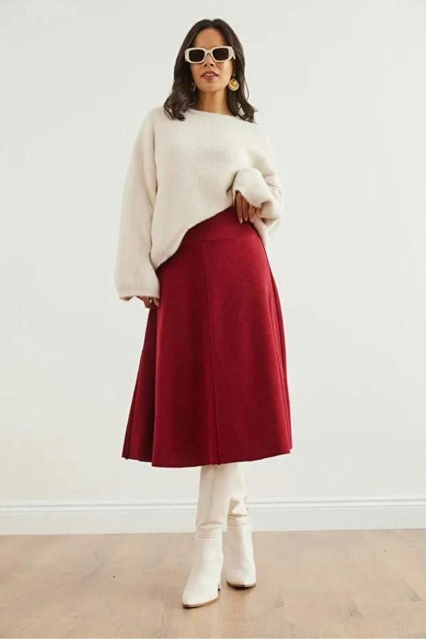 Hoxton Gal Waist-Banded Flared Knit Skirt