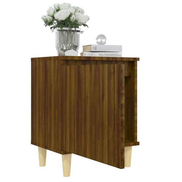 Berkfield Bed Cabinets with Solid Wood Legs 2 pcs Brown Oak 40x30x50 cm