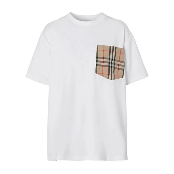 Burberry Check Pocket T-Shirt   in  White