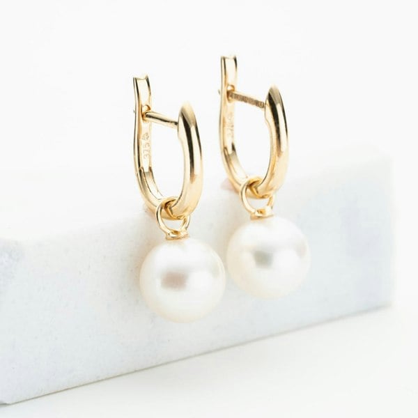 T. H. Baker 9ct Yellow Gold Round Freshwater Pearl Dropper Earrings EOZ70069YG