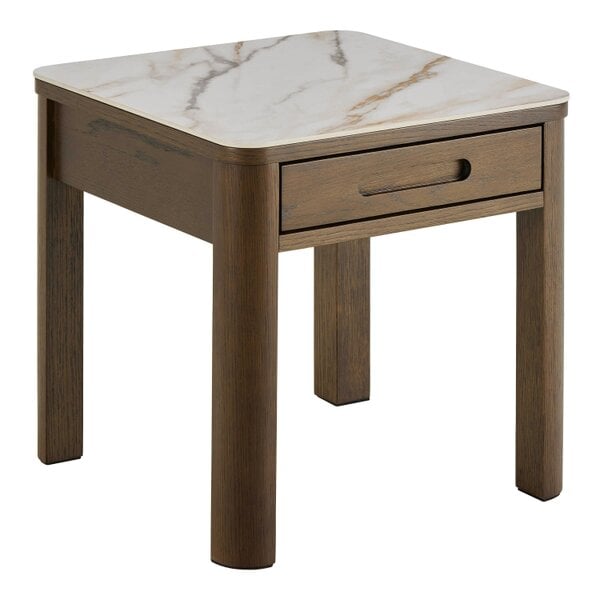 Wyld Haus Cork Warm Wood Square Side Table with Black Frame