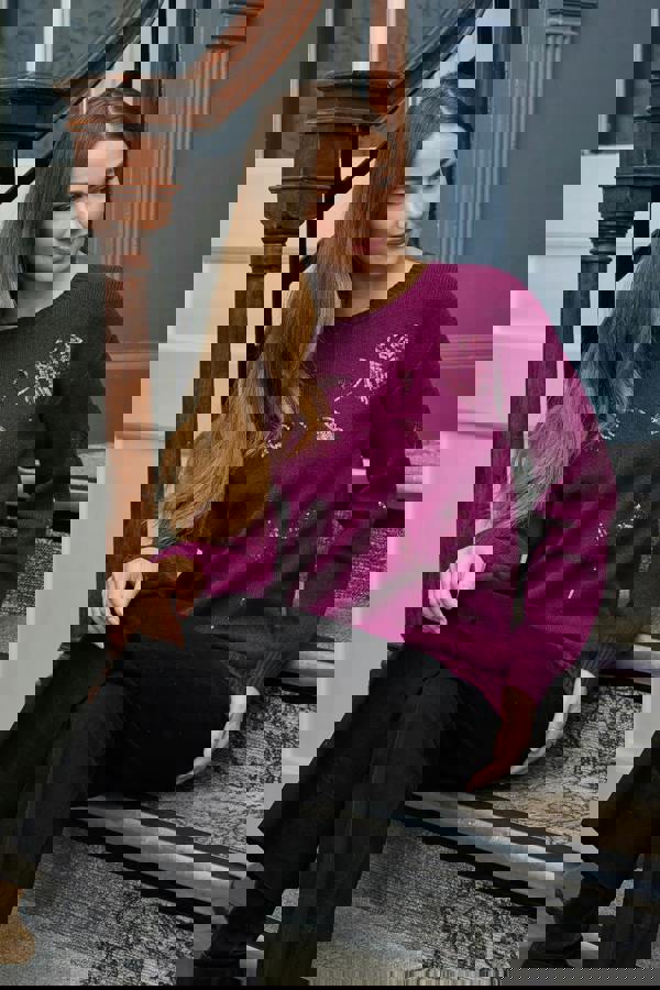 Mudflower Flower Sequin Embellished Jumper