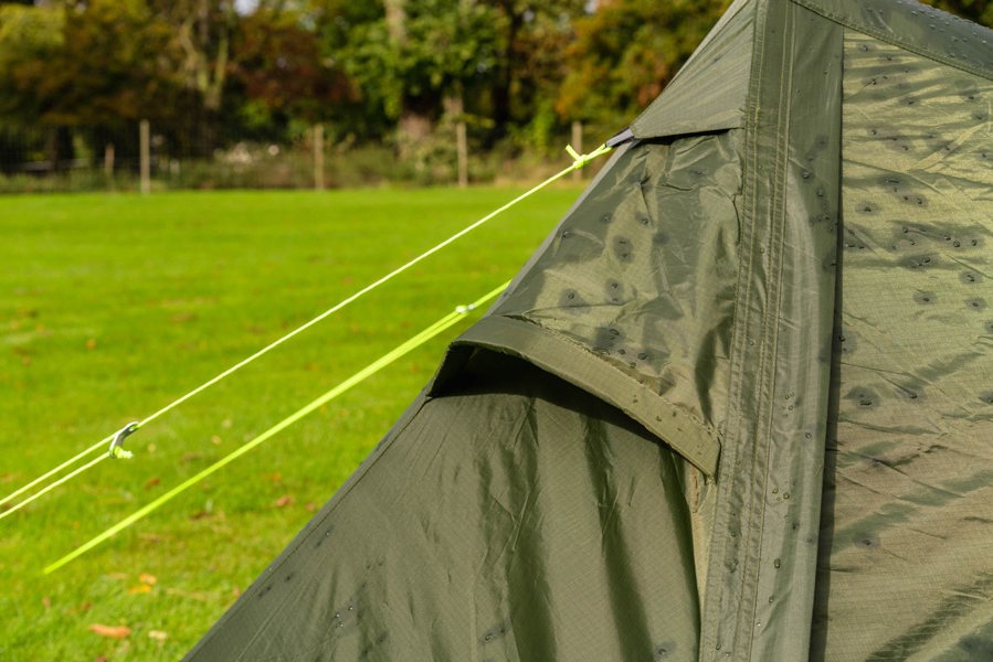 The OLPRO Hawford Lightweight 2 Person Tent's brightly coloured guylines