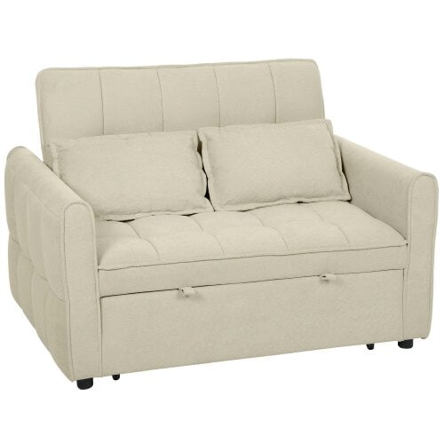 Wyld Haus Noel Cream 3 In One 2 Seater Sofa Bed With Adjustable Back And Cushions