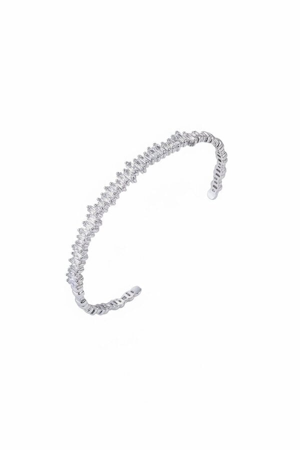 Latelita Baguette Ice Cuff Bangle Silver White