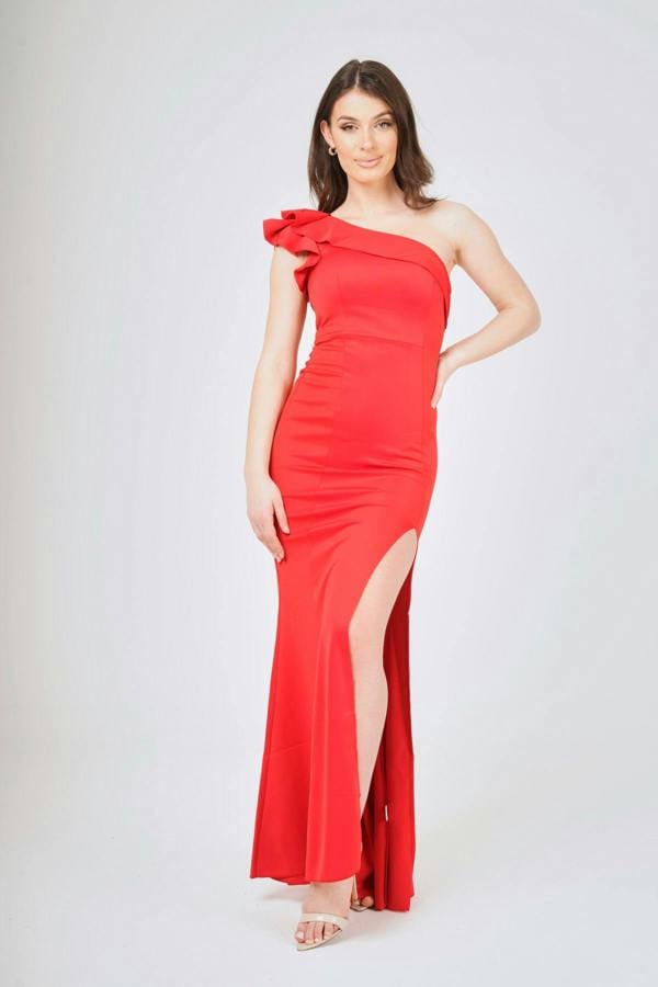 LuvForever Frilled One Shoulder Maxi Dress