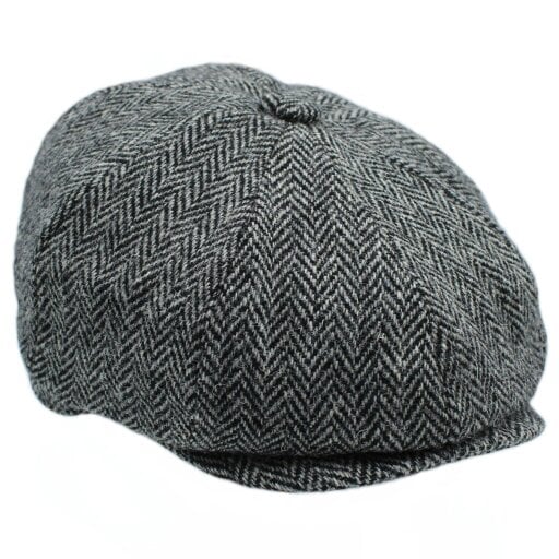 Heather Hats & Accessories Genuine Harris Tweed 8-Panel Flat Cap, Satin Lining, Outdoor Wear, Birch Grey