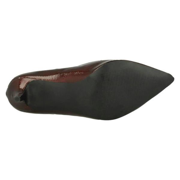 Anne Michelle Ladies Anne Michelle Kitten Heel Crinkle Patent Court Shoes
