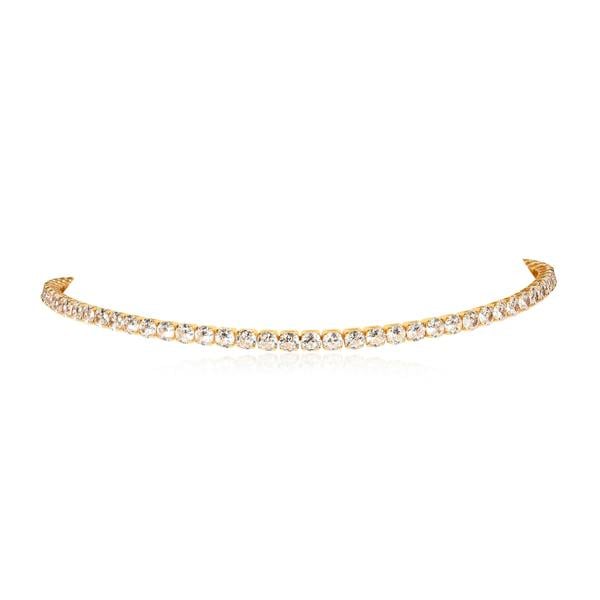 Zavana 4mm Wide Gold Tennis Choker Necklace With Clear Cubic Zirconia Stones