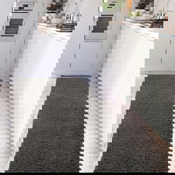 Dark Grey Shaggy Rug High quality Plain Design