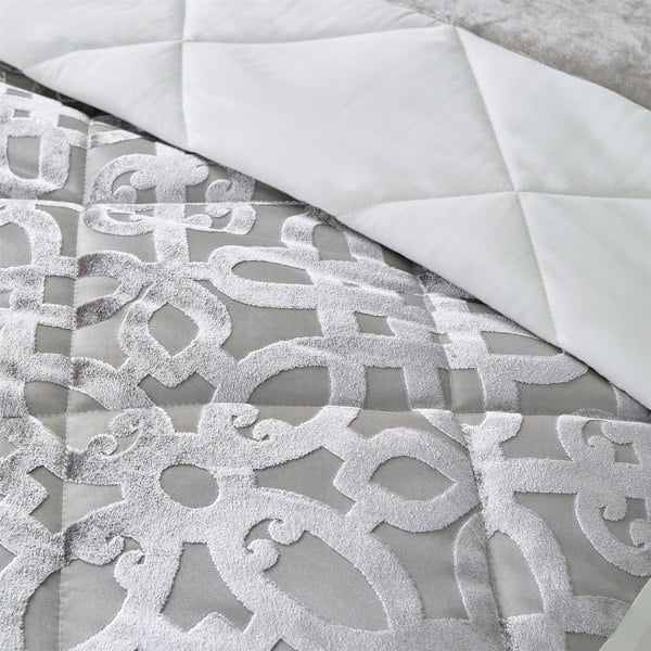 Catherine Lansfield Lattice Cut Velvet Bedspread Natural