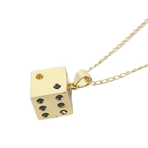 Lucky Dice Dainty Charm Gold Plated Necklace