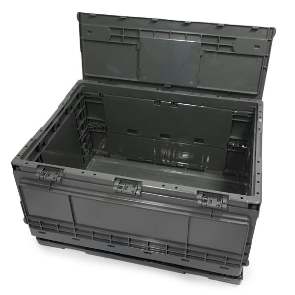 Goode Leisure Stackable Folding Storage Box with Lid & Side Access Dark Grey 41cm
