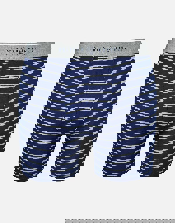 British Boxers Multipack 4 Pairs of Men's Bamboo Stretch Trunks – Navy & Grey Marl Stripes