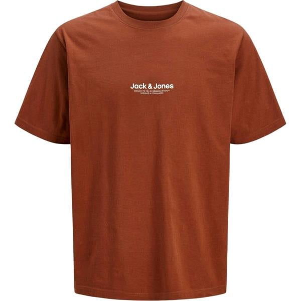 Jack And Jones Mens Logo Combed Cotton T-Shirt - Brandy - 